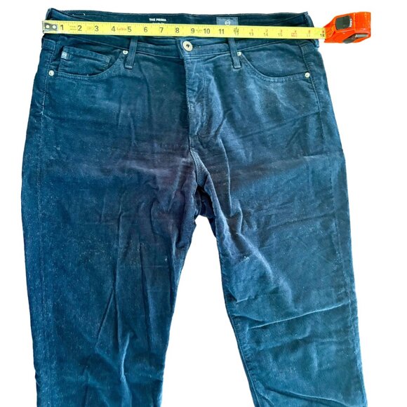 AG Adriano Goldschmied The Prima Cigarette Leg Corduroy Pants Navy Blue Size 31R - Picture 12 of 15